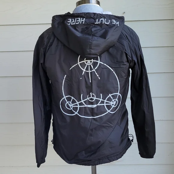 RIPNDIP‎ Black Silver Nylon Hood Mens Sz L Half Zip Pullover Windbreaker Jacket - Picture 7 of 11